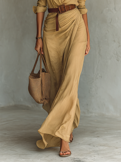 Valentine | Vestido Maxi Cuello Solapa, Manga Larga