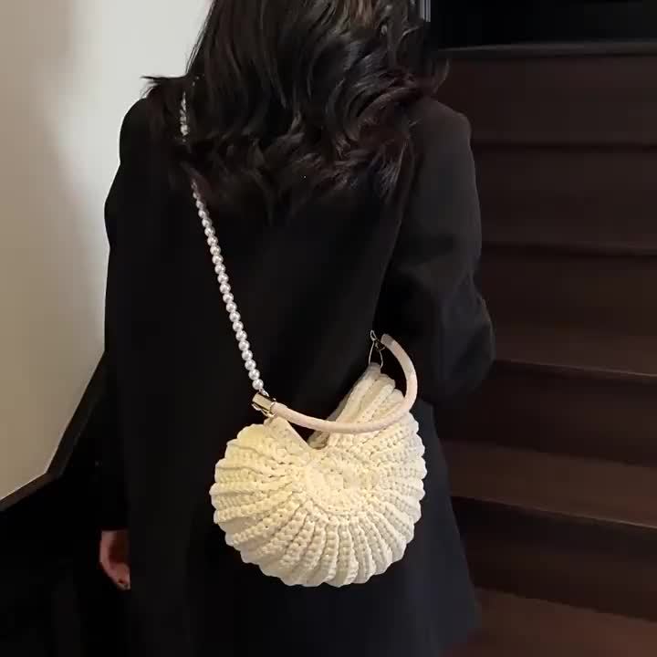 Tamara | Bolso Tote Trenzado con Cadena - Blanco Crema