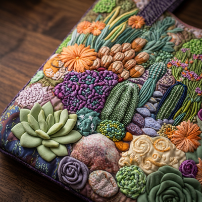 Bolso Floral Acolchado jardín de suculentas – Dos Tamaños