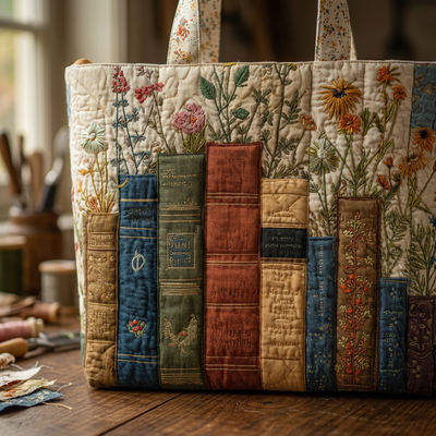 Bolso Acolchado libros y flores – Para Amantes de los Libros