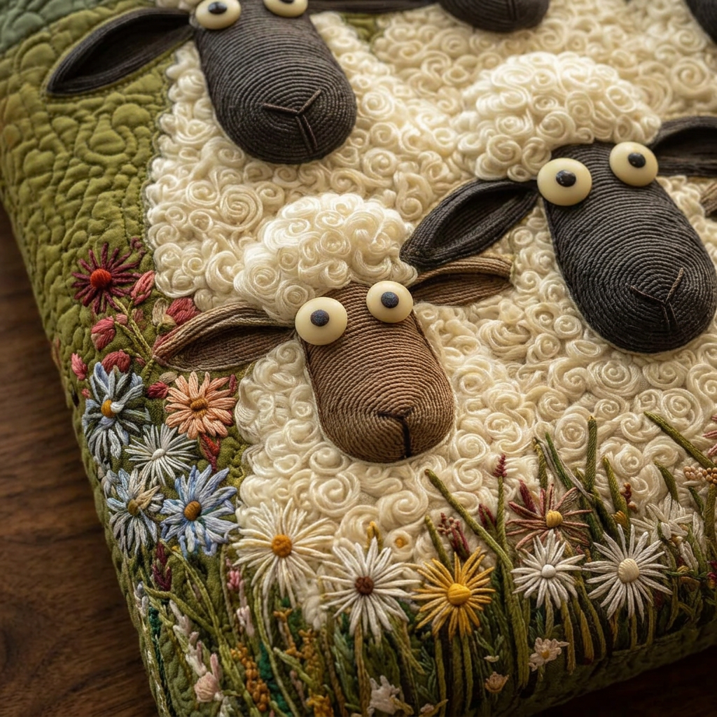 Bolso Artístico Acolchado cinco ovejas – Dos Tamaños