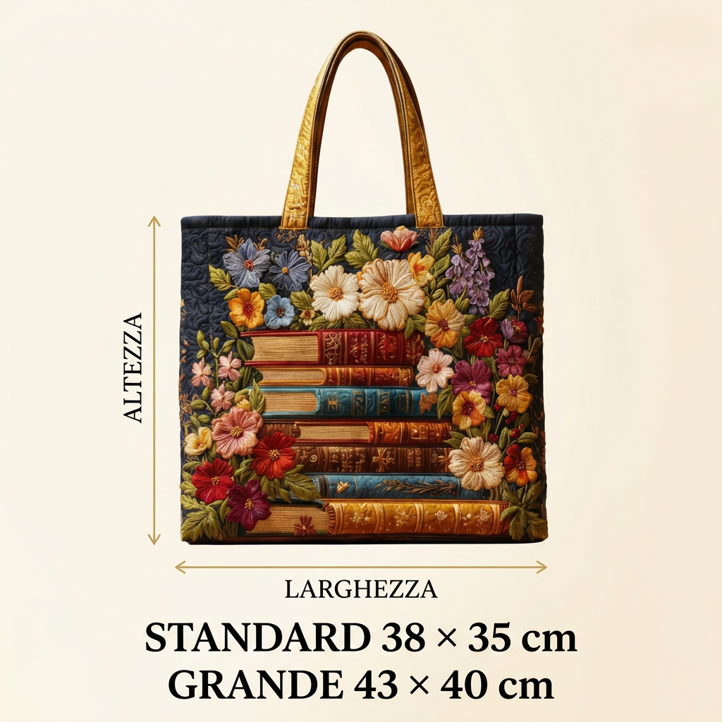 Bolso Acolchado estampado floral y libros – Para Amantes de los Libros