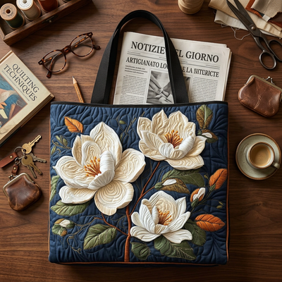 Bolso Floral Acolchado magnolia delicada – Dos Tamaños