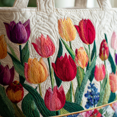 Bolso de Mujer jardín de tulipanes – Amplio y Ligero