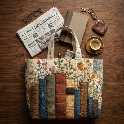 Bolso Acolchado libros y flores – Para Amantes de los Libros