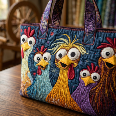 Bolso de Mujer con cinco gallinas de colores – Dos Tamaños