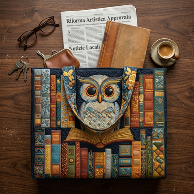 Bolso Artesanal búho y libros antiguos – Idea de Regalo