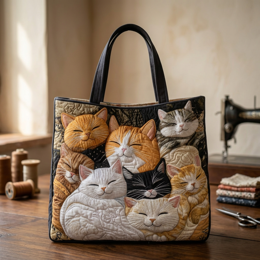 Bolso Acolchado gatitos dormidos – Amplio y Ligero