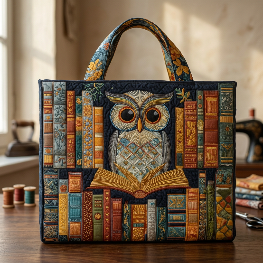 Bolso Artesanal búho y libros antiguos – Idea de Regalo