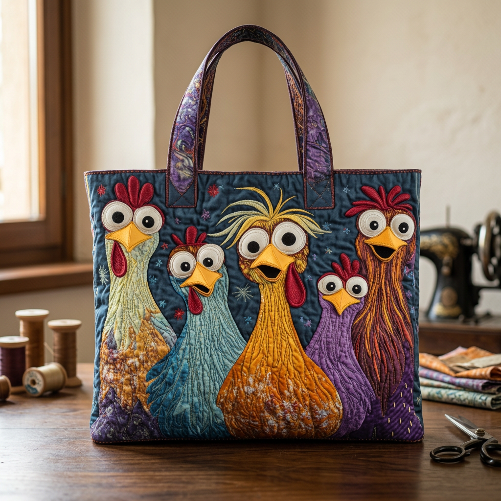 Bolso de Mujer con cinco gallinas de colores – Dos Tamaños