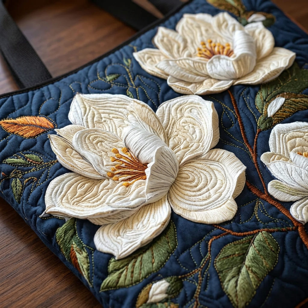 Bolso Floral Acolchado magnolia delicada – Dos Tamaños