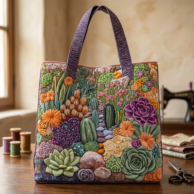 Bolso Floral Acolchado jardín de suculentas – Dos Tamaños