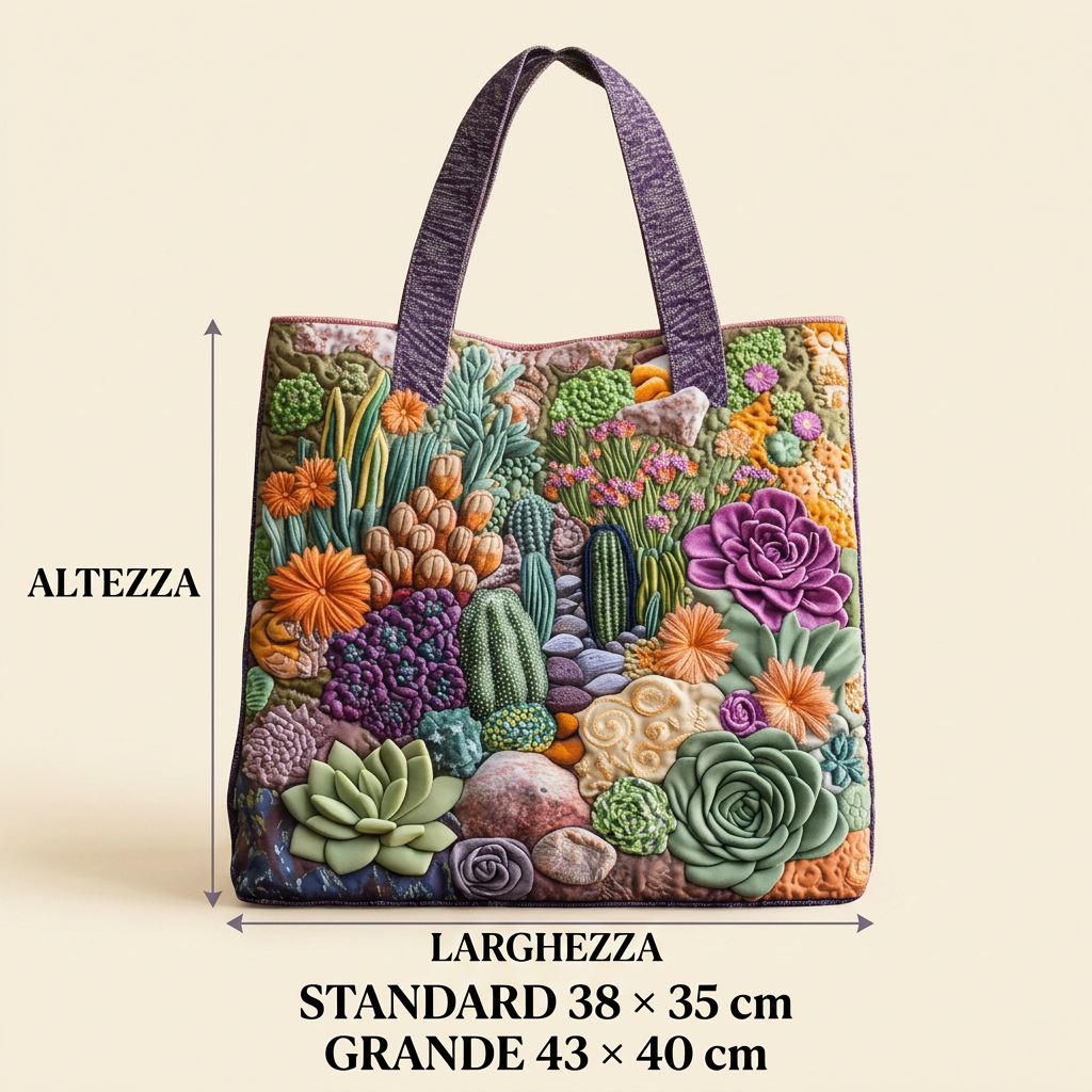 Bolso Floral Acolchado jardín de suculentas – Dos Tamaños