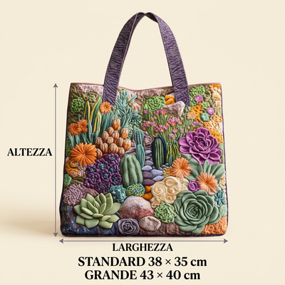 Bolso Floral Acolchado jardín de suculentas – Dos Tamaños