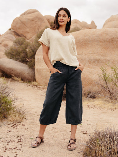 Pantalón Cropped Marrakech de Lino Francés Antracita