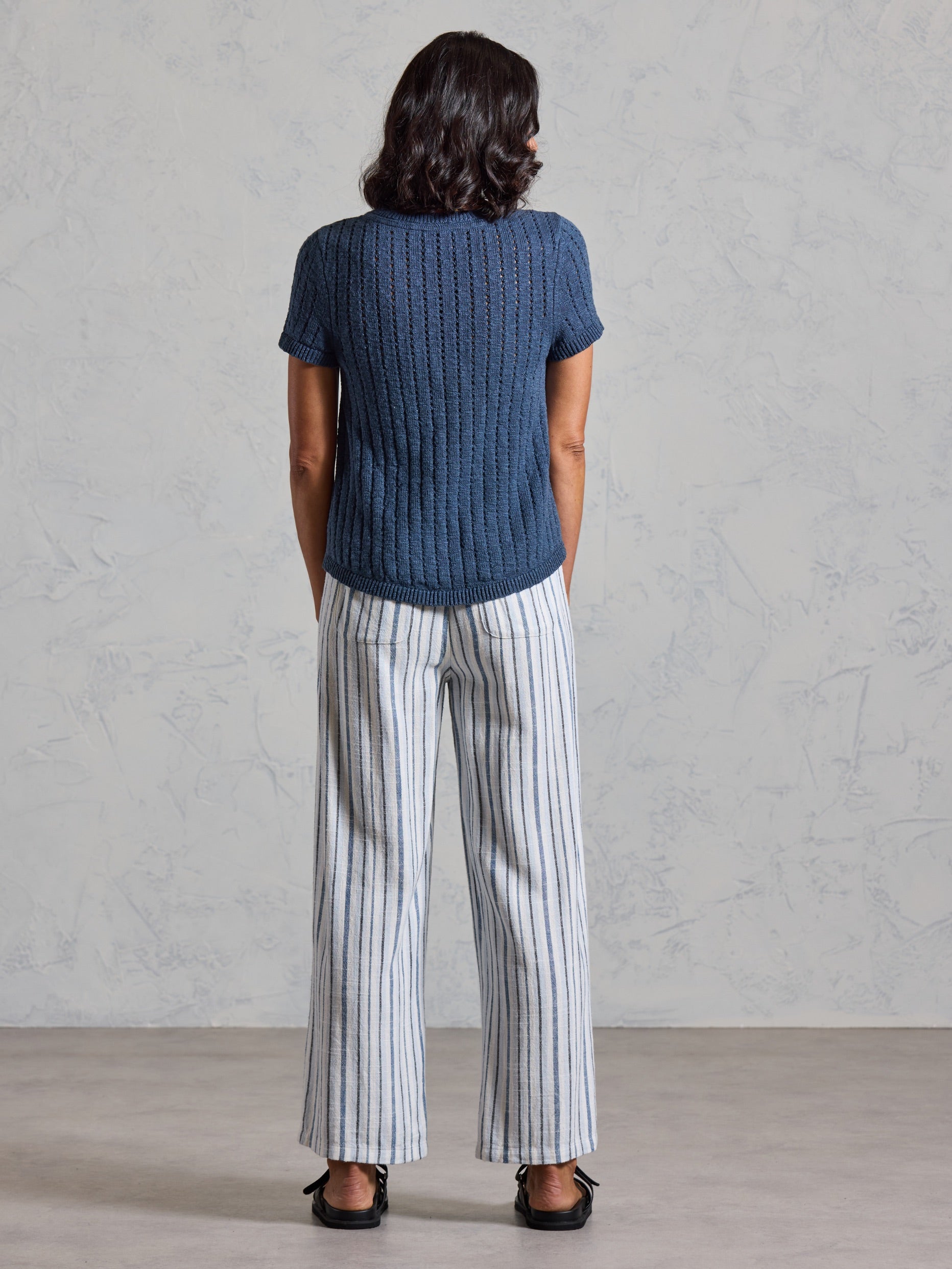 Top de Punto Agni Algodón-Lino Azul Marino