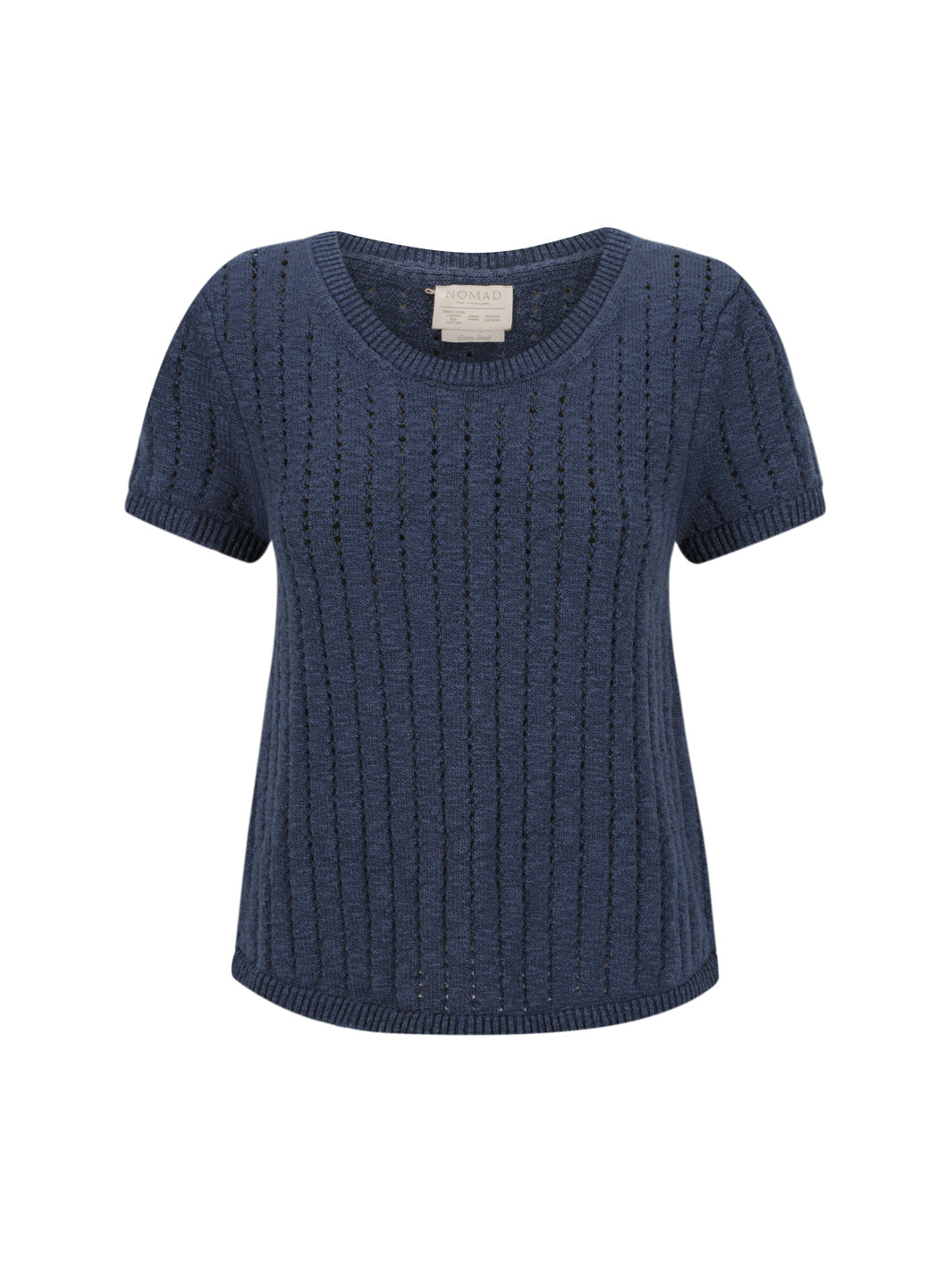 Top de Punto Agni Algodón-Lino Azul Marino