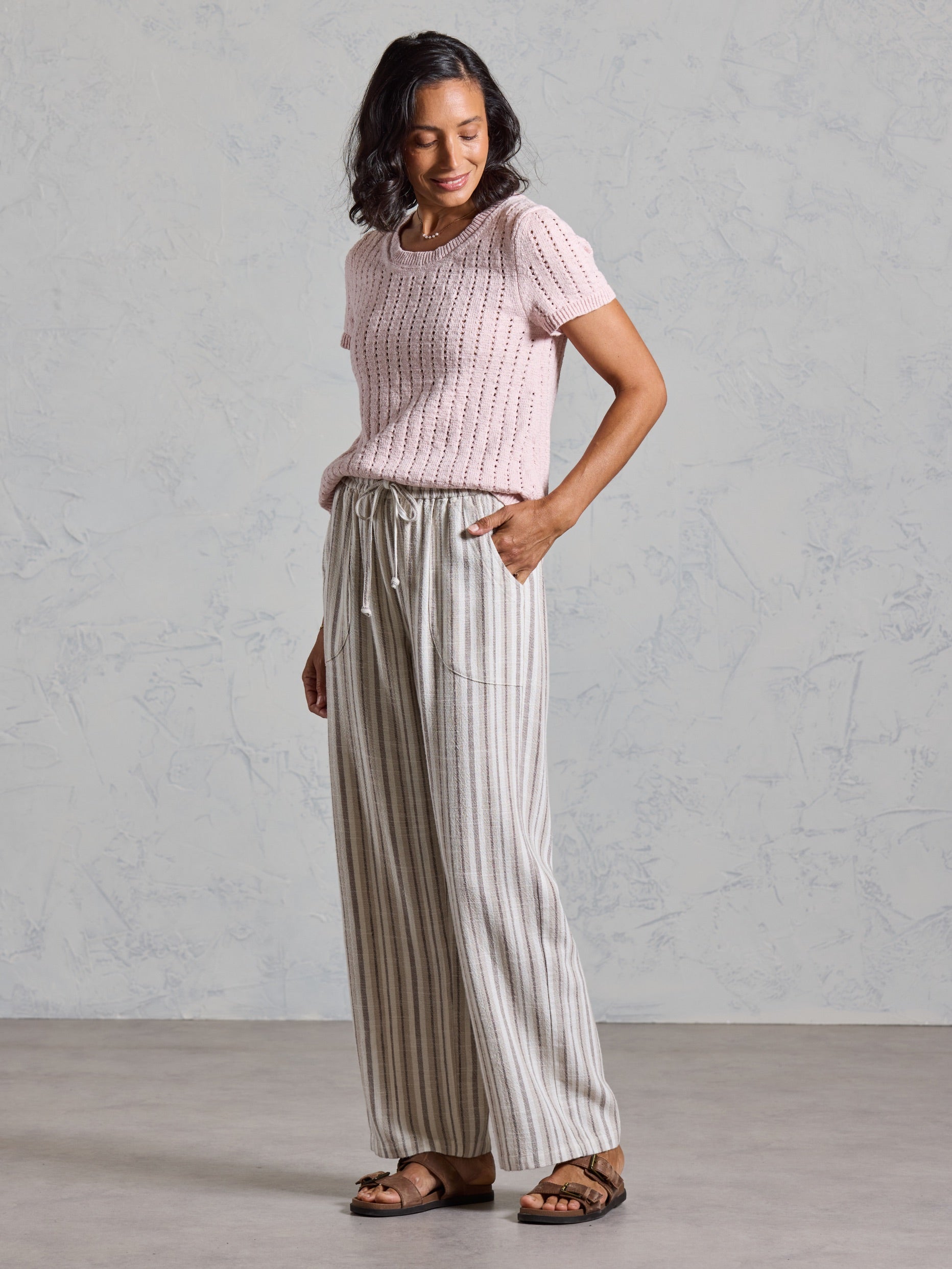 Pantalón Jolie Mezcla de Lino Madera Flotante